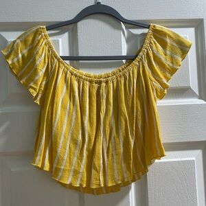 Gently used yellow and white striped crop top from Forever 21
